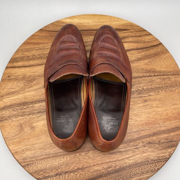 Di Bianco Loafers Mens Size 10 Brown Leather Slip On Dress Shoes Made in Italy main image 8